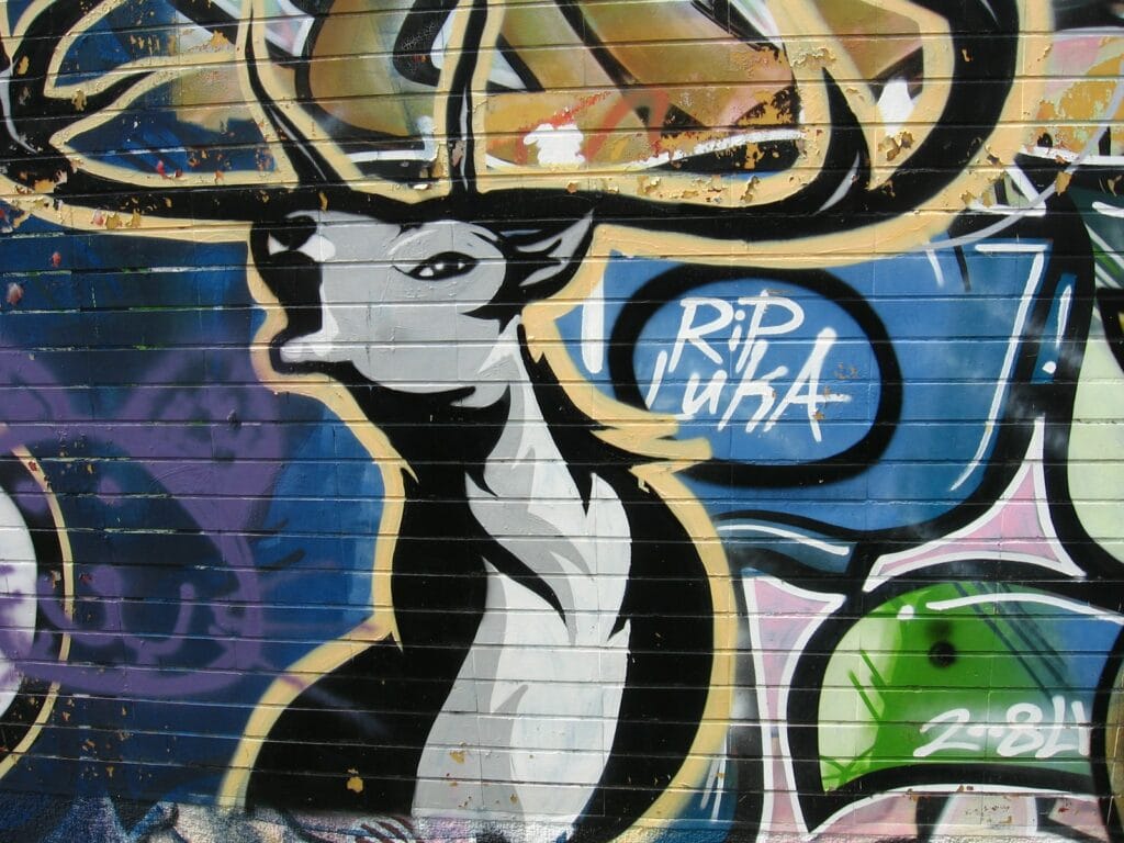 black and white moose graffiti